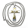 Collares con Dije 04.116.0025.30 Acero Inoxidable, Diseño de Crucifijo, Pulido, Dos Tonos (03 MM Thickness, 30 Inches Length)