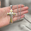 Collares con Dije 04.116.0028.30 Acero Inoxidable, Diseño de Cruz, Pulido, Dos Tonos (03 MM Thickness, 30 Inches Length)