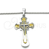 Collares con Dije 04.116.0028.30 Acero Inoxidable, Diseño de Cruz, Pulido, Dos Tonos (03 MM Thickness, 30 Inches Length)