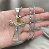Collares con Dije 04.116.0030.30 Acero Inoxidable, Diseño de Crucifijo, Pulido, Dos Tonos (03 MM Thickness, 30 Inches Length)