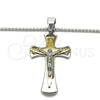Collares con Dije 04.116.0030.30 Acero Inoxidable, Diseño de Crucifijo, Pulido, Dos Tonos (03 MM Thickness, 30 Inches Length)