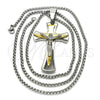 Collares con Dije 04.116.0030.30 Acero Inoxidable, Diseño de Crucifijo, Pulido, Dos Tonos (03 MM Thickness, 30 Inches Length)