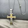 Collares con Dije 04.116.0030.30 Acero Inoxidable, Diseño de Crucifijo, Pulido, Dos Tonos (03 MM Thickness, 30 Inches Length)