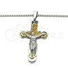 Collares con Dije 04.166.0033.30 Acero Inoxidable, Diseño de Crucifijo, Pulido, Dos Tonos (03 MM Thickness, 30 Inches Length)
