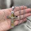 Collares con Dije 04.116.0032.30 Acero Inoxidable, Diseño de Crucifijo, Pulido, Dos Tonos (03 MM Thickness, 30 Inches Length)