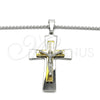 Collares con Dije 04.116.0032.30 Acero Inoxidable, Diseño de Crucifijo, Pulido, Dos Tonos (03 MM Thickness, 30 Inches Length)