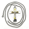 Collares con Dije 04.116.0032.30 Acero Inoxidable, Diseño de Crucifijo, Pulido, Dos Tonos (03 MM Thickness, 30 Inches Length)