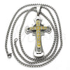 Collares con Dije 04.116.0034.30 Acero Inoxidable, Diseño de Cruz, con Blanca Zirconia Cubica, Pulido, Dos Tonos (03 MM Thickness, 30 Inches Length)