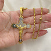 Collares con Dije 04.116.0035.30 Acero Inoxidable, Diseño de Crucifijo, Pulido, Dos Tonos (03 MM Thickness, 30 Inches Length)