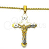 Collares con Dije 04.116.0035.30 Acero Inoxidable, Diseño de Crucifijo, Pulido, Dos Tonos (03 MM Thickness, 30 Inches Length)