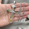 Collares con Dije 04.116.0038.30 Acero Inoxidable, Diseño de Cruz, Pulido, Dos Tonos (03 MM Thickness, 30 Inches Length)