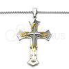 Collares con Dije 04.116.0038.30 Acero Inoxidable, Diseño de Cruz, Pulido, Dos Tonos (03 MM Thickness, 30 Inches Length)