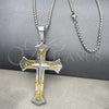 Collares con Dije 04.116.0038.30 Acero Inoxidable, Diseño de Cruz, Pulido, Dos Tonos (03 MM Thickness, 30 Inches Length)