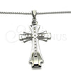 Collares con Dije 04.116.0039.30 Acero Inoxidable, Diseño de Cruz, con Blanca Zirconia Cubica, Pulido, Tono Plateado (03 MM Thickness, 30 Inches Length)