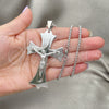 Collares con Dije 04.116.0042.30 Acero Inoxidable, Diseño de Crucifijo, Pulido, Tono Plateado (03 MM Thickness, 30 Inches Length)