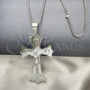 Collares con Dije 04.116.0042.30 Acero Inoxidable, Diseño de Crucifijo, Pulido, Tono Plateado (03 MM Thickness, 30 Inches Length)