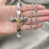 Collares con Dije 04.116.0043.30 Acero Inoxidable, Diseño de Crucifijo, Pulido, Dos Tonos (03 MM Thickness, 30 Inches Length)