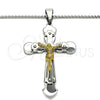 Collares con Dije 04.116.0043.30 Acero Inoxidable, Diseño de Crucifijo, Pulido, Dos Tonos (03 MM Thickness, 30 Inches Length)