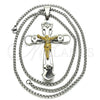 Collares con Dije 04.116.0043.30 Acero Inoxidable, Diseño de Crucifijo, Pulido, Dos Tonos (03 MM Thickness, 30 Inches Length)