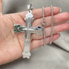 Collares con Dije 04.116.0044.30 Acero Inoxidable, Diseño de Cruz, Pulido, Tono Plateado (03 MM Thickness, 30 Inches Length)