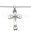 Collares con Dije 04.116.0044.30 Acero Inoxidable, Diseño de Cruz, Pulido, Tono Plateado (03 MM Thickness, 30 Inches Length)