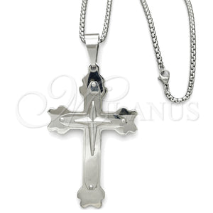 Collares con Dije 04.116.0044.30 Acero Inoxidable, Diseño de Cruz, Pulido, Tono Plateado (03 MM Thickness, 30 Inches Length)