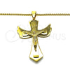 Collares con Dije 04.116.0047.30 Acero Inoxidable, Diseño de Crucifijo, Pulido, Tono Dorado (03 MM Thickness, 30 Inches Length)
