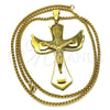 Collares con Dije 04.116.0047.30 Acero Inoxidable, Diseño de Crucifijo, Pulido, Tono Dorado (03 MM Thickness, 30 Inches Length)