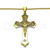Collares con Dije 04.116.0048.30 Acero Inoxidable, Diseño de Crucifijo, Pulido, Tono Dorado (03 MM Thickness, 30 Inches Length)