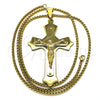 Collares con Dije 04.116.0048.30 Acero Inoxidable, Diseño de Crucifijo, Pulido, Tono Dorado (03 MM Thickness, 30 Inches Length)