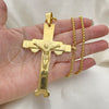 Collares con Dije 04.116.0049.30 Acero Inoxidable, Diseño de Crucifijo, Pulido, Tono Dorado (03 MM Thickness, 30 Inches Length)