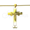 Collares con Dije 04.116.0049.30 Acero Inoxidable, Diseño de Crucifijo, Pulido, Tono Dorado (03 MM Thickness, 30 Inches Length)