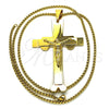 Collares con Dije 04.116.0049.30 Acero Inoxidable, Diseño de Crucifijo, Pulido, Tono Dorado (03 MM Thickness, 30 Inches Length)