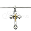 Collares con Dije 04.116.0051.30 Acero Inoxidable, Diseño de Cruz, Pulido, Dos Tonos (03 MM Thickness, 30 Inches Length)