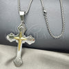 Collares con Dije 04.116.0051.30 Acero Inoxidable, Diseño de Cruz, Pulido, Dos Tonos (03 MM Thickness, 30 Inches Length)