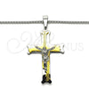 Collares con Dije 04.116.0052.1.30 Acero Inoxidable, Diseño de Crucifijo, Pulido, Dos Tonos (03 MM Thickness, 30 Inches Length)