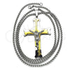 Collares con Dije 04.116.0052.1.30 Acero Inoxidable, Diseño de Crucifijo, Pulido, Dos Tonos (03 MM Thickness, 30 Inches Length)