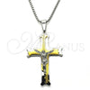 Collares con Dije 04.116.0052.1.30 Acero Inoxidable, Diseño de Crucifijo, Pulido, Dos Tonos (03 MM Thickness, 30 Inches Length)