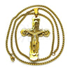 Collares con Dije 04.116.0057.1.30 Acero Inoxidable, Diseño de Crucifijo, Pulido, Tono Dorado (Grosor 03 MM, 30 Pulgadas de Largo)