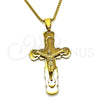 Collares con Dije 04.116.0057.1.30 Acero Inoxidable, Diseño de Crucifijo, Pulido, Tono Dorado (Grosor 03 MM, 30 Pulgadas de Largo)
