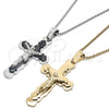 Collares con Dije 04.116.0057.1.30 Acero Inoxidable, Diseño de Crucifijo, Pulido, Tono Dorado (Grosor 03 MM, 30 Pulgadas de Largo)
