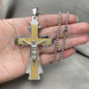 Collares con Dije 04.116.0061.30 Acero Inoxidable, Diseño de Crucifijo, Pulido, Dos Tonos (03 MM Thickness, 30 Inches Length)