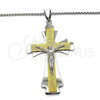 Collares con Dije 04.116.0061.30 Acero Inoxidable, Diseño de Crucifijo, Pulido, Dos Tonos (03 MM Thickness, 30 Inches Length)