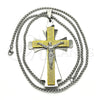 Collares con Dije 04.116.0061.30 Acero Inoxidable, Diseño de Crucifijo, Pulido, Dos Tonos (03 MM Thickness, 30 Inches Length)