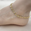 Tobillera Elegante 03.100.0049.10 Oro Laminado, Diseño de Flor, Pulido, Tono Dorado (08 MM Thickness, 10 Inches Length)