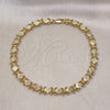 Tobillera Elegante 03.100.0049.10 Oro Laminado, Diseño de Flor, Pulido, Tono Dorado (08 MM Thickness, 10 Inches Length)