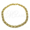 Tobillera Elegante 03.100.0049.10 Oro Laminado, Diseño de Flor, Pulido, Tono Dorado (08 MM Thickness, 10 Inches Length)
