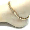 Tobillera Elegante 03.100.0056.10 Oro Laminado, Diseño de Corazón, Pulido, Tono Dorado (07 MM Thickness, 10 Inches Length)
