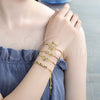 Pulsera Bolo Ajustable 03.299.0022.11 Oro Laminado, Diseño de Cruz, con Multicolor Micro Pave and Multicolor Zirconia Cubica, Pulido, Tono Dorado (01 MM Thickness, 11 Inches Length)