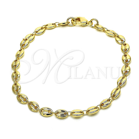 Pulsera Básica 04.326.0001.08 Oro Laminado, Diseño de Puff Mariner, Pulido, Tono Dorado (05 MM Thickness, 8 Inches Length)